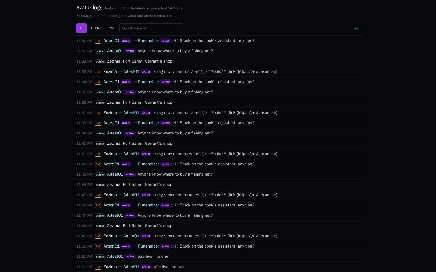 The avatar logs on a desktop browser